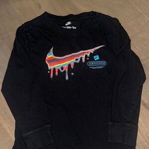 Nike Kids Black Long Sleeve Tee with Colorful Logo